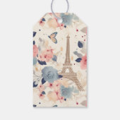 Étiquettes-cadeau Belles Fleurs et Tour Eiffel Paris Merci (Dos)