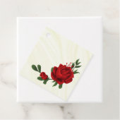 Étiquettes Cadeau belles fleurs rouges feuilles vertes (En situation)