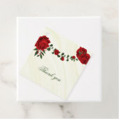 Étiquettes Cadeau belles fleurs rouges vert feuilles merci pour (En situation)