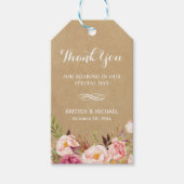 Étiquettes-cadeau Belles fleurs rustiques Kraft | MERCI MARIAGE (Devant)