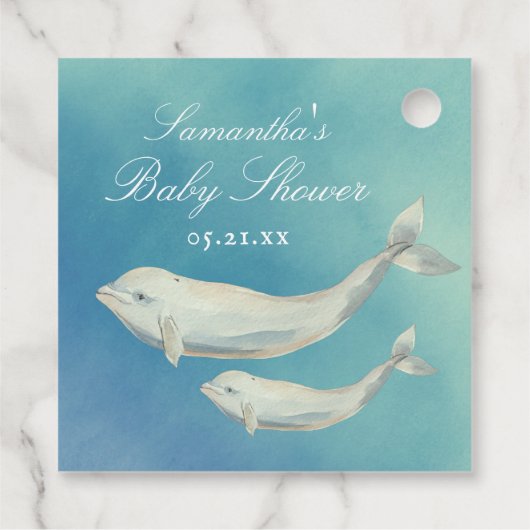 Étiquettes Cadeau Beluga Whale Maman et Baby shower de veau (Dos)