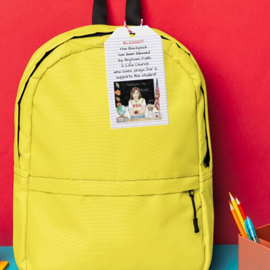 Étiquettes-cadeau Bénédiction des sacs à dos Apple pour l'enseignant