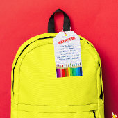 Étiquettes-cadeau Bénédiction des sacs à dos Église des crayons colo