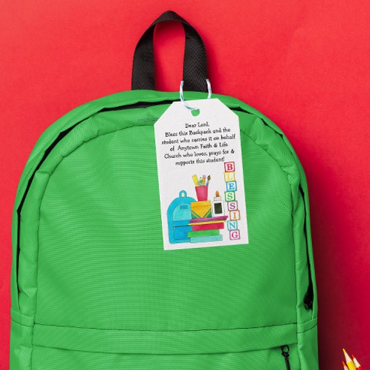 Étiquettes-cadeau Bénédiction des sacs à dos mignons fournitures sco