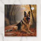 Étiquettes Cadeau Berger allemand en automne Feuilles automne Inspir (Dos)