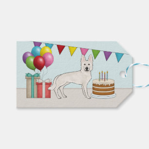 Étiquettes-cadeau Berger Blanc Suisse GSD Coloré Joyeux Anniversaire