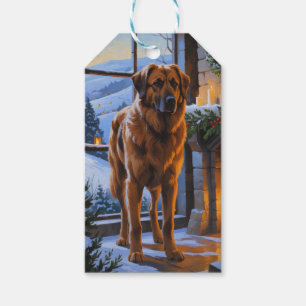 Étiquettes-cadeau Berger d'Anatolie avec lumières de Noël pour les F