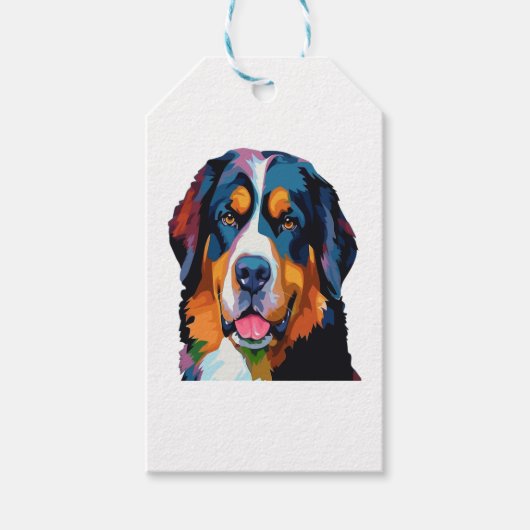 Étiquettes-cadeau Bernese Mountain Dog Coloré (Devant)