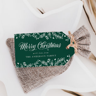 Étiquettes-cadeau Berries d'hiver et Folithe Green Holiday