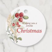 Étiquettes Cadeau Berries rouges Vert Élégant Noël (Devant)