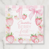 Étiquettes Cadeau Berry 1er Anniversaire de fraises roses mignonnes (Devant)