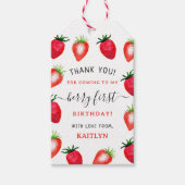 Étiquettes-cadeau Berry aux fraises sucrées Premier 1er anniversaire (Devant)