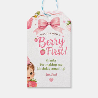 Étiquettes-cadeau Berry First 1er Anniversaire Fille aux Fraises