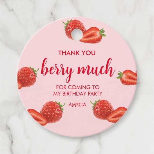 Étiquettes Cadeau Berry First | fraise 1er Anniversaire rose (Devant)