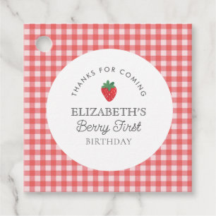 Étiquettes Cadeau Berry fraise Premier Merci plaid rouge