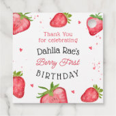 Étiquettes Cadeau Berry Premier anniversaire fraise (Dos)