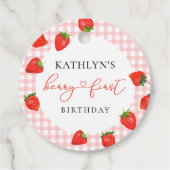 Étiquettes Cadeau Berry rose fraise Premier Plaid En vichy Anniversa (Devant)