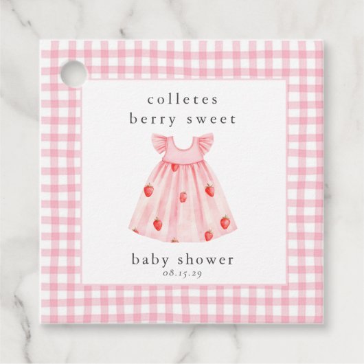 Étiquettes Cadeau Berry Sweet Bébé fraise Coquette Bow (Devant)