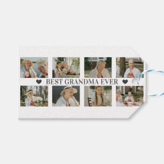 Étiquettes-cadeau Best Grandma Ever Photo Collage – Gift with Hearts