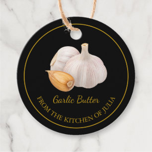 Étiquettes Cadeau Beurre d'ail maison simple Hang Balise l Noir