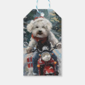Étiquettes-cadeau Bichon Frise Chien équitation Moto Noël (Dos)