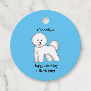 Étiquettes Cadeau Bichon frise dog dessin animé