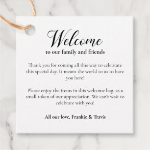 Étiquettes Cadeau Bienvenue à Hébergement Mariage de panier cadeau