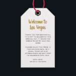 Étiquettes-cadeau Bienvenue à Las Vegas Gold Black Mariage Bienvenue<br><div class="desc">Se marier à Las Vegas ? Ces fabuleuses étiquettes d'accueil en or,  noir et blanc mariage ajouteraient à la corbeille d'accueil de votre hôtel. Personnalisez avec votre propre texte sincère.</div>