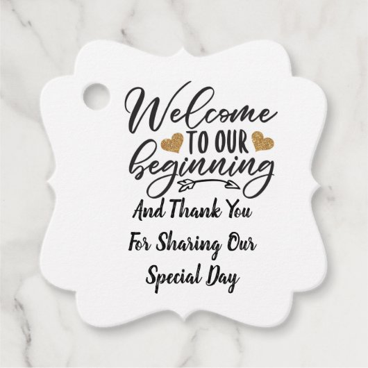 Étiquettes Cadeau Bienvenue À Notre Début (Devant)
