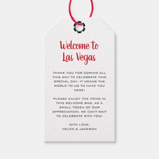 Étiquettes-cadeau Bienvenue au Mariage Las Vegas (Devant)