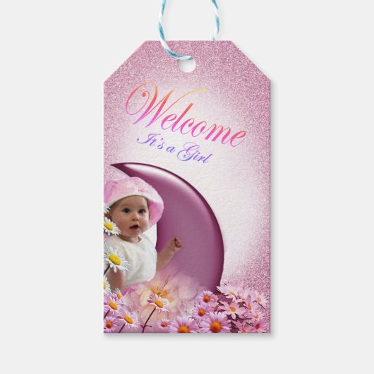 Étiquettes-cadeau Bienvenue Baby shower fille (Devant)