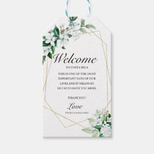 Étiquettes-cadeau Bienvenue de mariage géométrique floral verdure