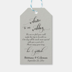 Étiquettes-cadeau Bienvenue Mariage Amour & Gratitude Vert Sauge