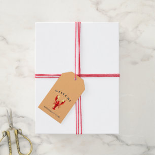 Étiquettes-cadeau Bienvenue Nom du logo de la chaux de homard