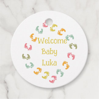 Étiquettes Cadeau Bienvenue Pieds bébé Personnaliser Favoriser Tags