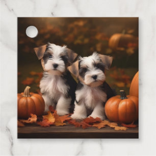 Étiquettes Cadeau Biewer Terrier Chiot Automne Citrouille délice