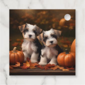 Étiquettes Cadeau Biewer Terrier Chiot Automne Citrouille délice (Dos)