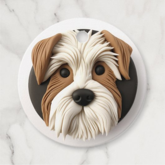 Étiquettes Cadeau Biewer Terrier Dog 3D inspiré (Devant)