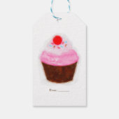 Étiquettes-cadeau Big Cupcake & Cherry Watercolor Party Favoriser (Dos)