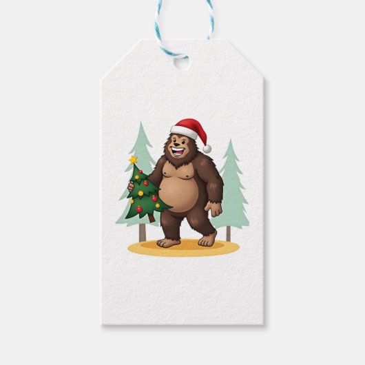 Étiquettes-cadeau Bigfoot Arbre de Noël Santa Hat (5) (Devant)