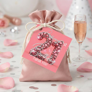 Étiquettes Cadeau Bijou de rhinestone rose pour remerciement d'anniv