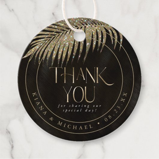 Étiquettes Cadeau Bijoux feuille Mariage Merci Gold ID830 (Devant)