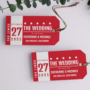 Étiquettes-cadeau Billet cinéma Hollywood Mariage unique