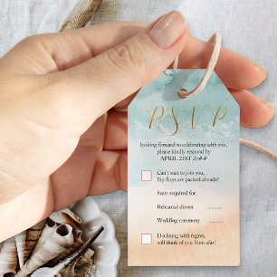 Étiquettes-cadeau Billet de réponse de mariage de destination à l'aq