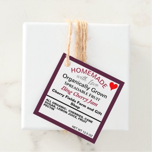 Étiquettes Cadeau Bing Cherry Jam QR Code maison (En situation)