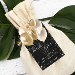 Étiquettes-cadeau Birthday black gold glitter balloon thank you<br><div class="desc">A chic black background on the front . With faux gold glitter,  sparkles and golden balloons as decoration. On front a hand lettered style script and the text: Thank You.   Personalize and add a name/text and a date.</div>