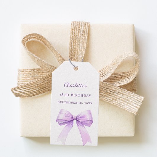 Étiquettes-cadeau Birthday lavender bow DIY write by hand