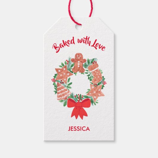 Étiquettes-cadeau Biscuits cuits avec amour Noël (Devant)