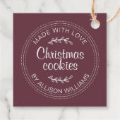 Étiquettes Cadeau Biscuits de Noël maison Burgundy Favoriser Tags (Dos)