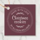 Étiquettes Cadeau Biscuits de Noël maison Burgundy Favoriser Tags (Devant)